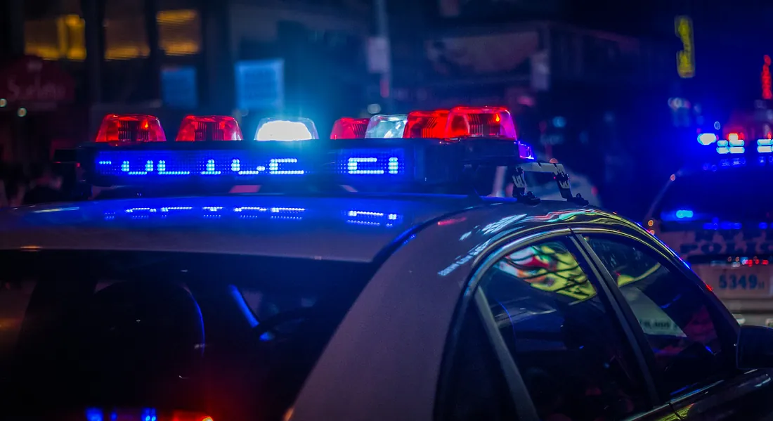 Police car with flashing lights - traffic law Police car with flashing lights - traffic law