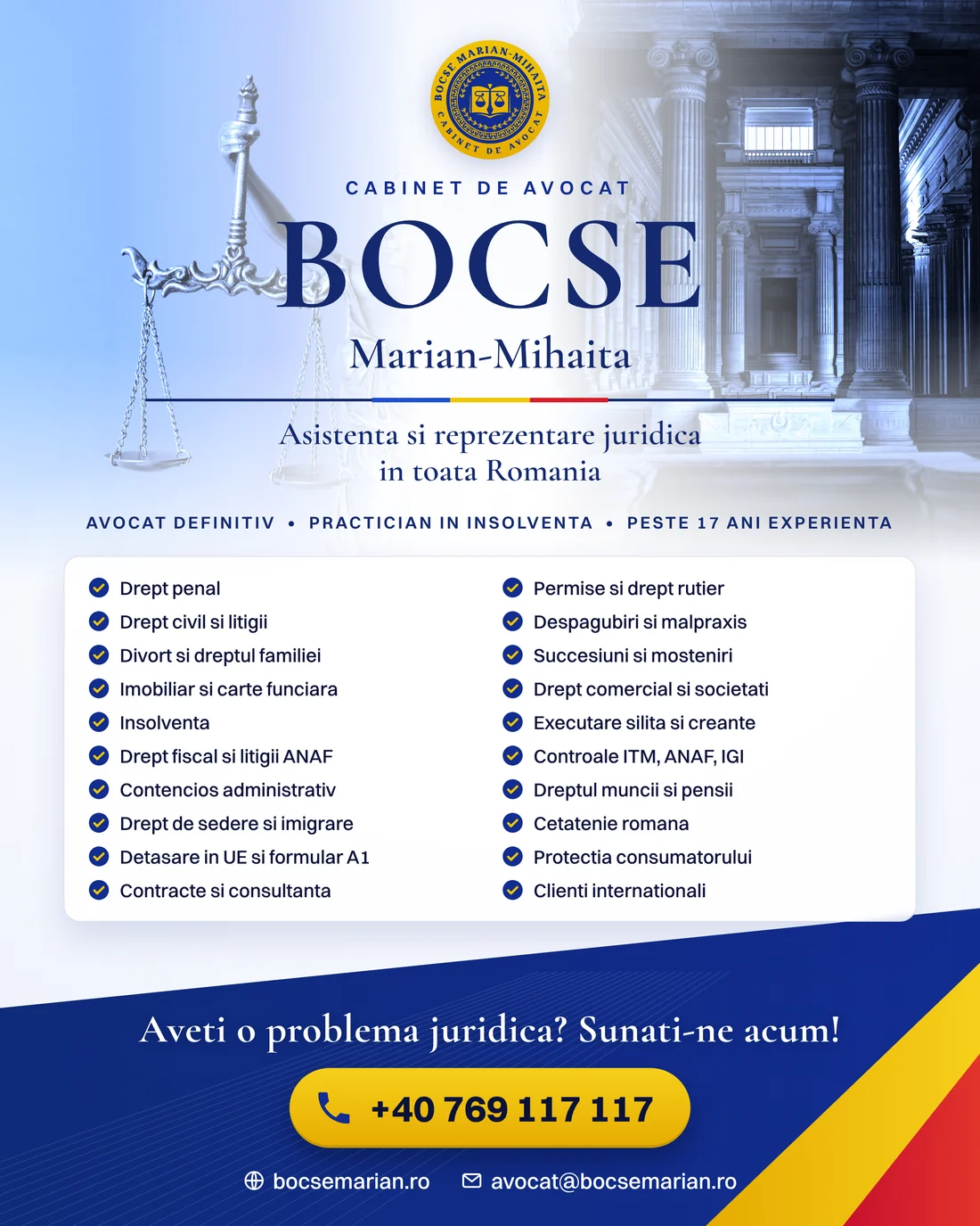 Prezentarea serviciilor juridice oferite de Cabinetul de Avocat Bocse Marian-Mihaita Prezentarea serviciilor juridice oferite de Cabinetul de Avocat Bocse Marian-Mihaita